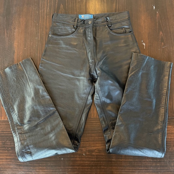 Xelement Pants - Element Black Straight-Leg Leather Pants